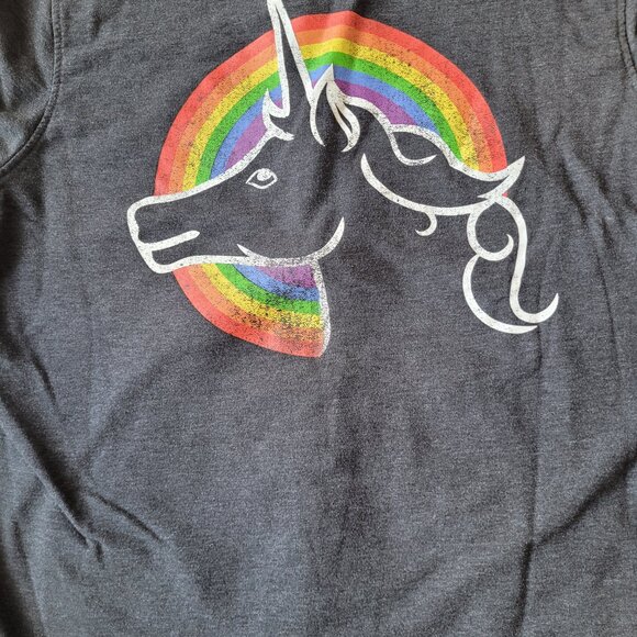 Pride Love Wins Full-Zip Gray Hoodie Rainbow Unicorn LGBTQ XL Extra Large - Picture 10 of 10